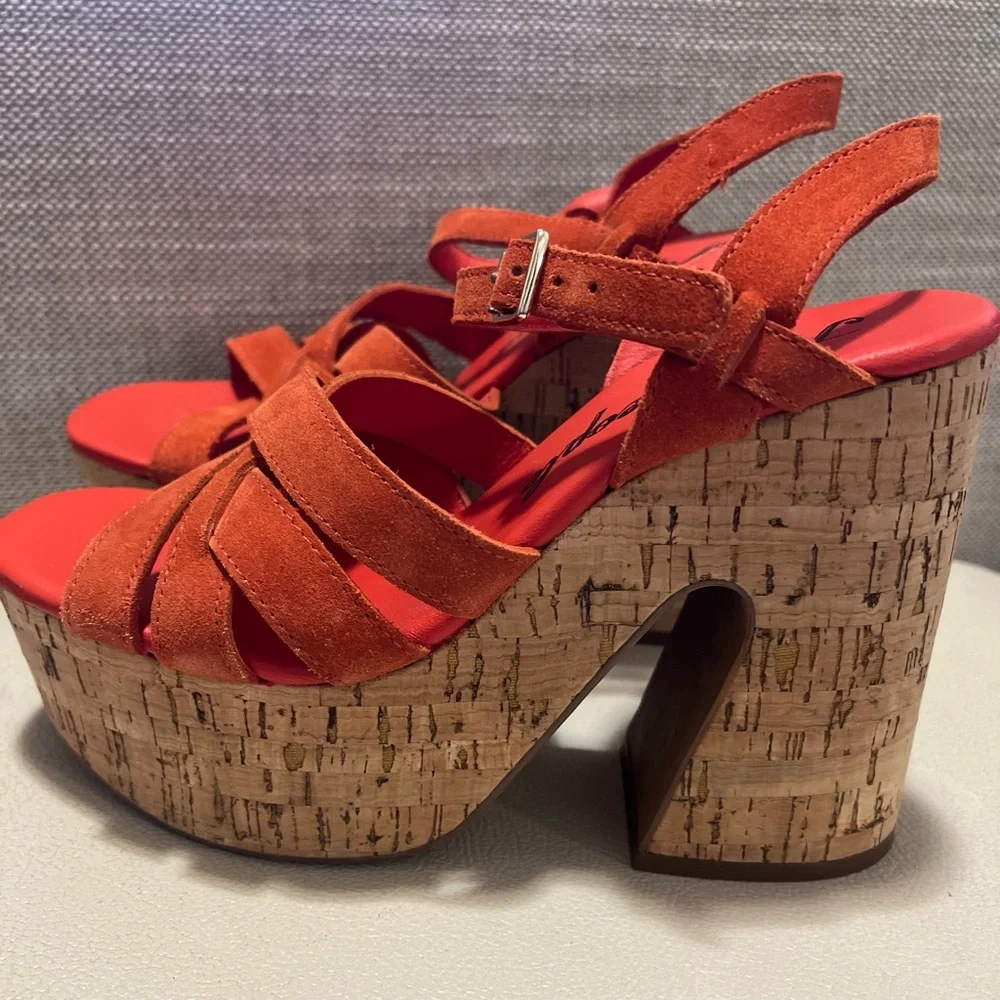 Free People Lisbon MJ Leather Platform Ankle Strap Sandals Size 36